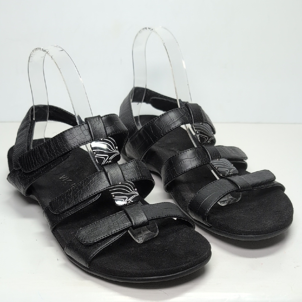 Vionic Amber Orthoheel black strappy sandals womans size 9 EU 41